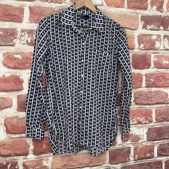 Gap Boyfriend Shirt Women's Small Multicolor Butterflies Button Up Top - Picture 2 of 8